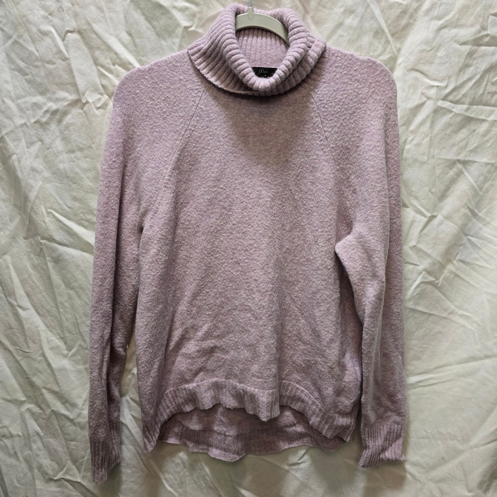 J. Crew Wool Blend Turtleneck Sweater Womens Medium Lavender Purple Knit